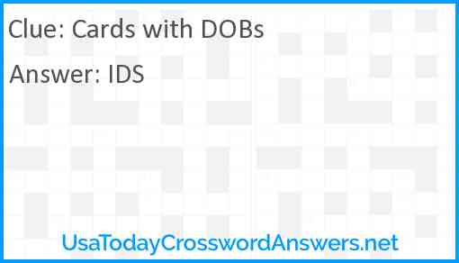 Cards with DOBs Answer