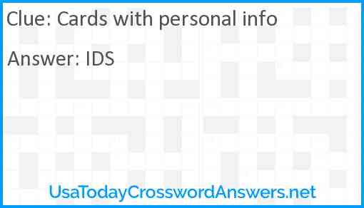 Cards with personal info Answer