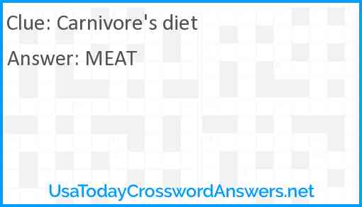 Carnivore's diet Answer