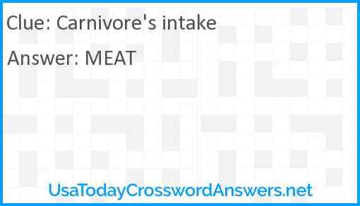 Carnivore's intake Answer