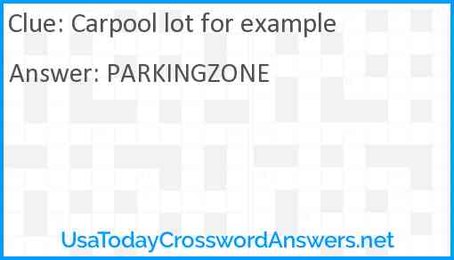 Carpool lot for example Answer
