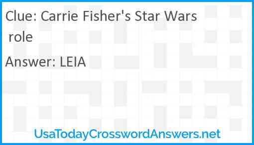 Carrie Fisher's Star Wars role Answer
