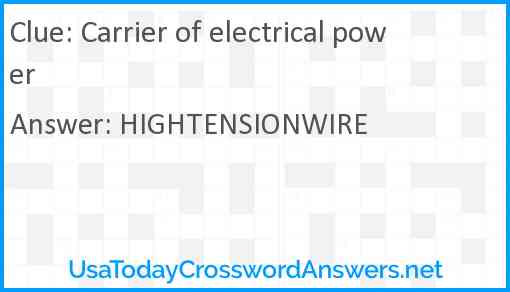 Carrier of electrical power Answer
