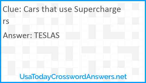 Cars that use Superchargers Answer