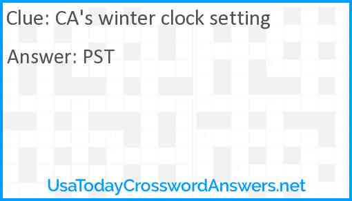 CA's winter clock setting Answer