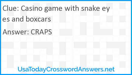 Casino game with snake eyes and boxcars Answer