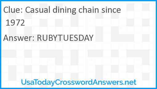 Casual dining chain since 1972 Answer