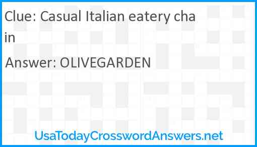 Casual Italian eatery chain Answer