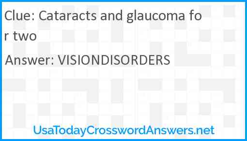 Cataracts and glaucoma for two Answer