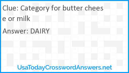 Category for butter cheese or milk Answer