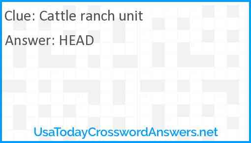 Cattle ranch unit Answer