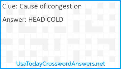 Cause of congestion Answer