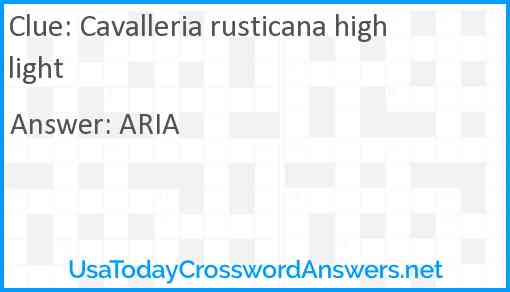 Cavalleria rusticana highlight Answer