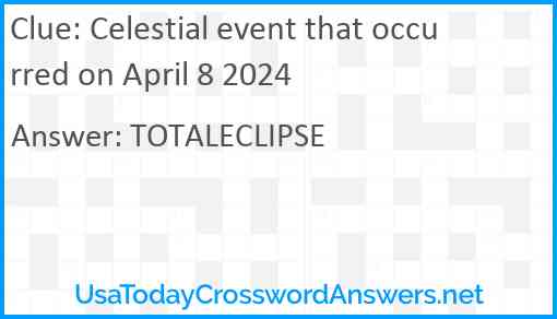 Celestial event that occurred on April 8 2024 Answer