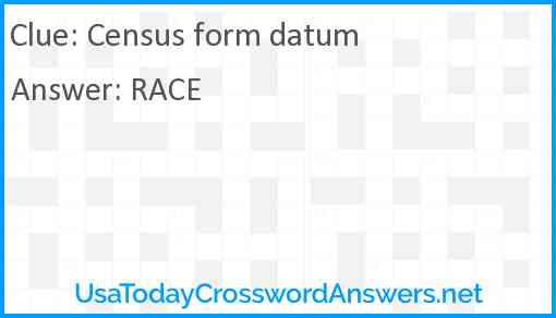 Census form datum Answer