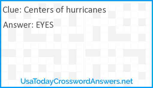 Centers of hurricanes Answer