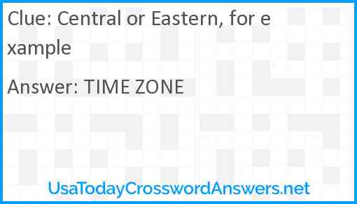 Central or Eastern, for example Answer