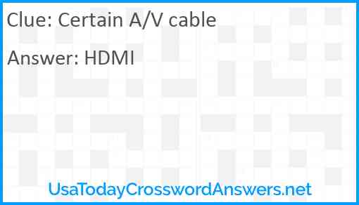 Certain A/V cable Answer