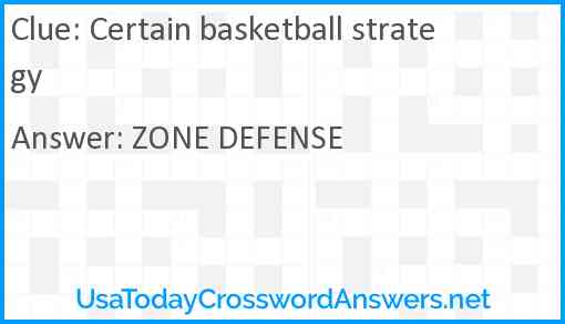 Certain basketball strategy Answer