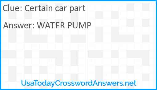 Certain car part Answer