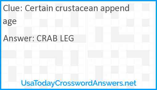 Certain crustacean appendage Answer