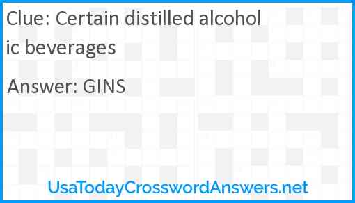 Certain distilled alcoholic beverages Answer