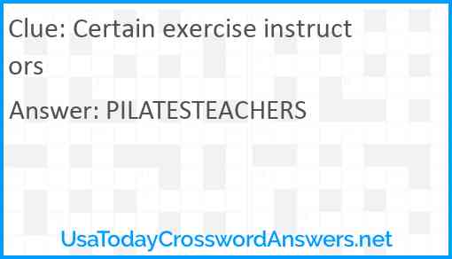 Certain exercise instructors Answer
