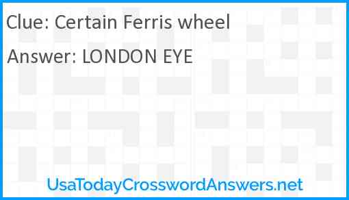 Certain Ferris wheel Answer