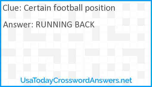 Certain football position Answer