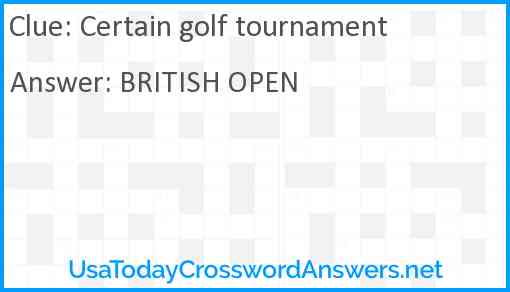 Certain golf tournament Answer
