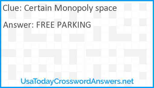 Certain Monopoly space Answer