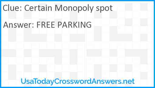 Certain Monopoly spot Answer