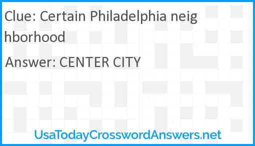 Certain Philadelphia neighborhood Answer
