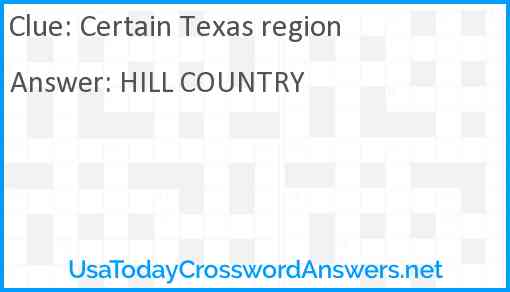 Certain Texas region Answer