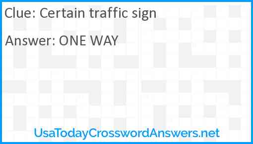 Certain traffic sign Answer