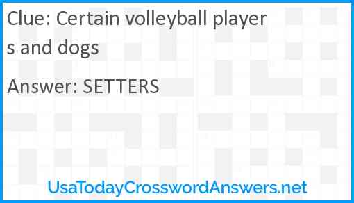 Certain volleyball players and dogs Answer