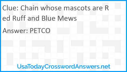 Chain whose mascots are Red Ruff and Blue Mews Answer