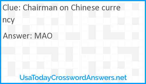 Chairman on Chinese currency Answer