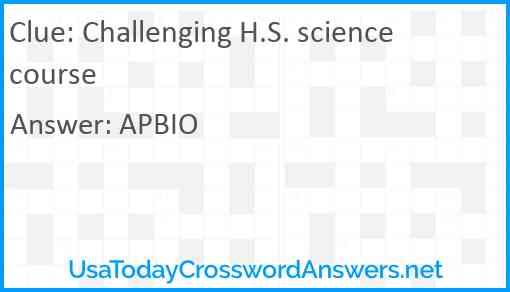 Challenging H.S. science course Answer