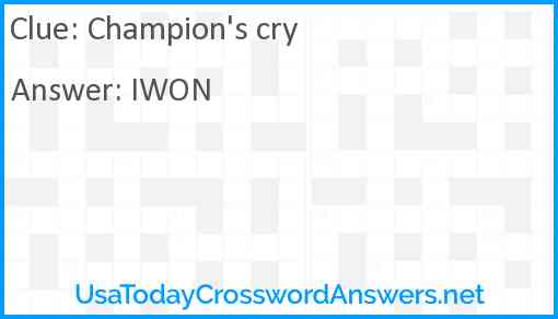 Champion's cry Answer
