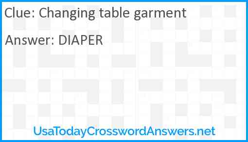 Changing table garment Answer