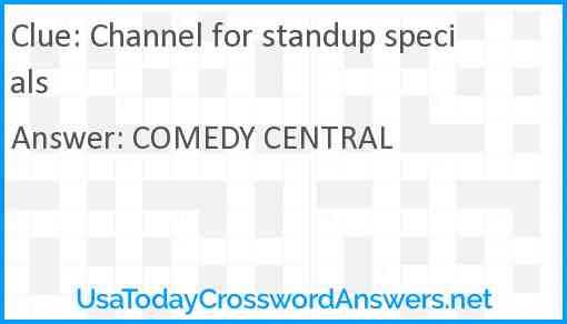 Channel for standup specials Answer