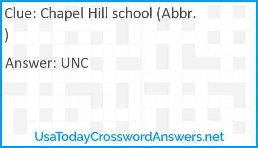 Chapel Hill school (Abbr.) Answer