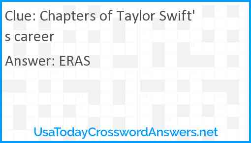 Chapters of Taylor Swift's career Answer