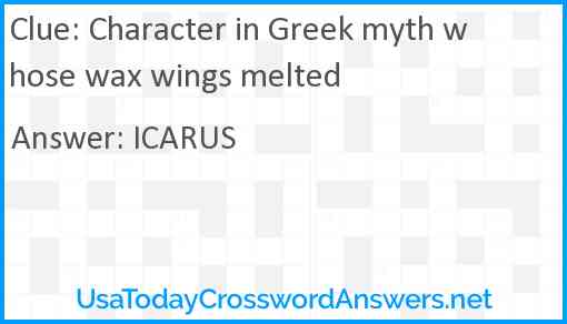 Character in Greek myth whose wax wings melted Answer