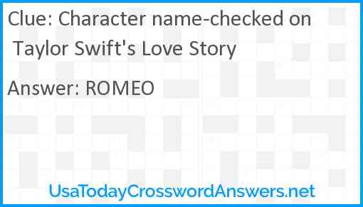 Character name-checked on Taylor Swift's Love Story Answer