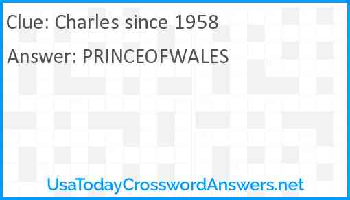 Charles since 1958 Answer