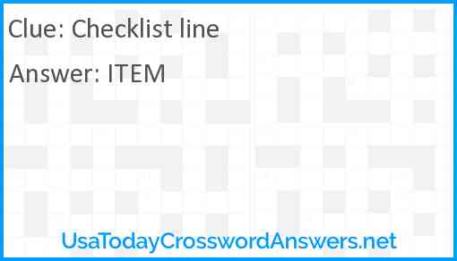 Checklist line Answer