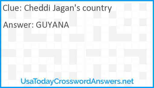 Cheddi Jagan's country Answer