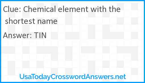 Chemical element with the shortest name Answer